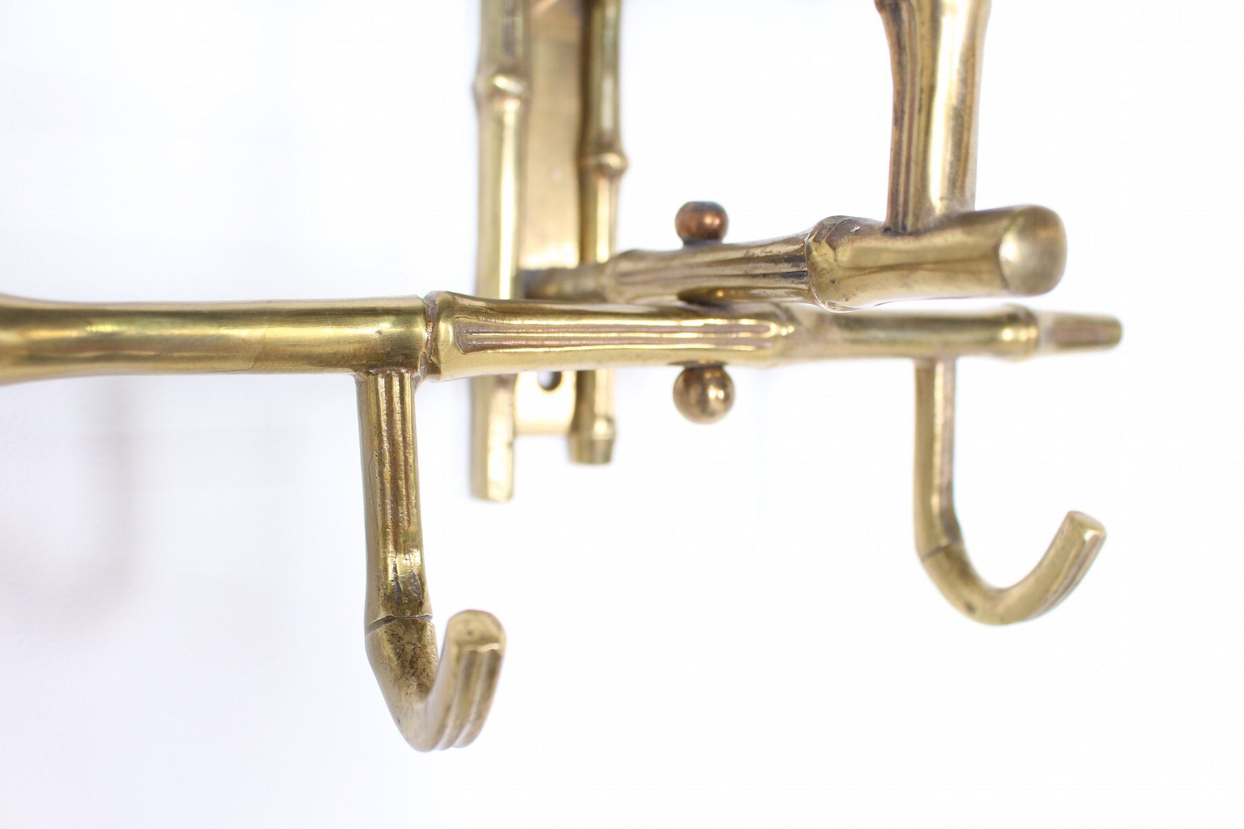 Brass faux bamboo coat rack