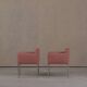 2 fauteuils Ligne Roset en tissu rose, France années 2000