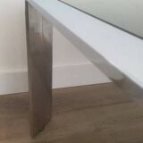 Beautiful octagonal chrome coffee table with black glass top
