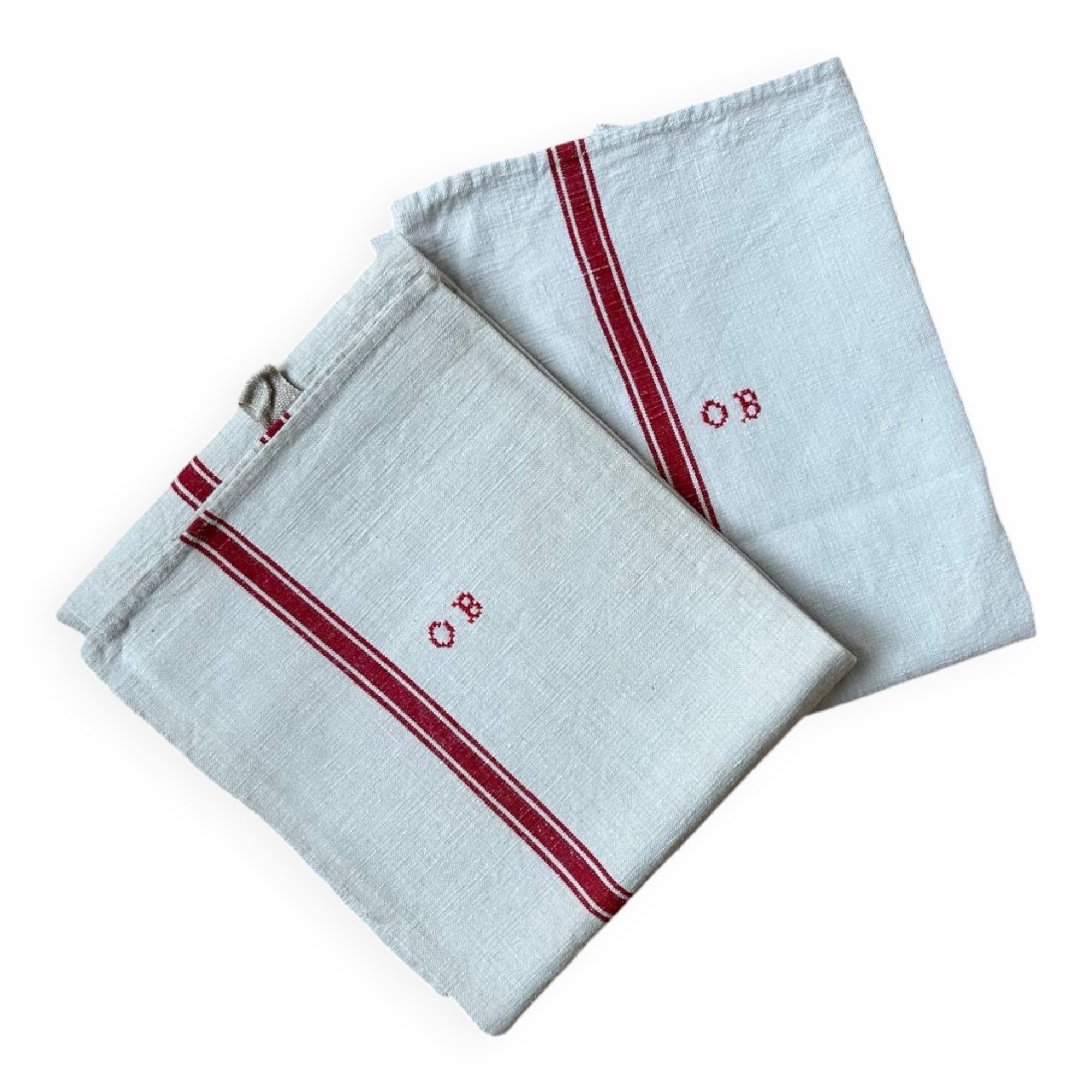 Set of 2 old linen tea towels