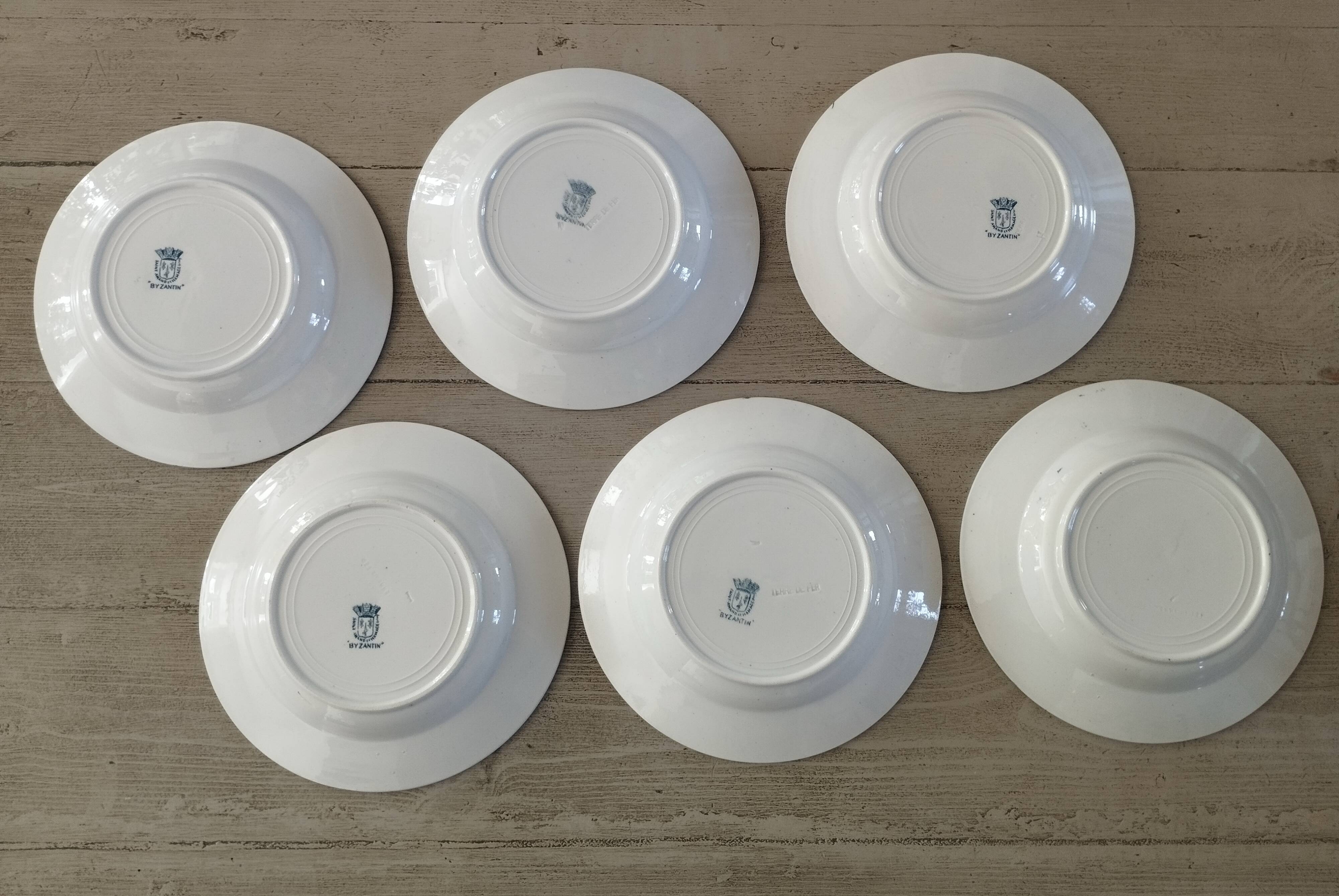 « Byzantin » - 6 assiettes creuses terre de fer St-Amand & Hamage