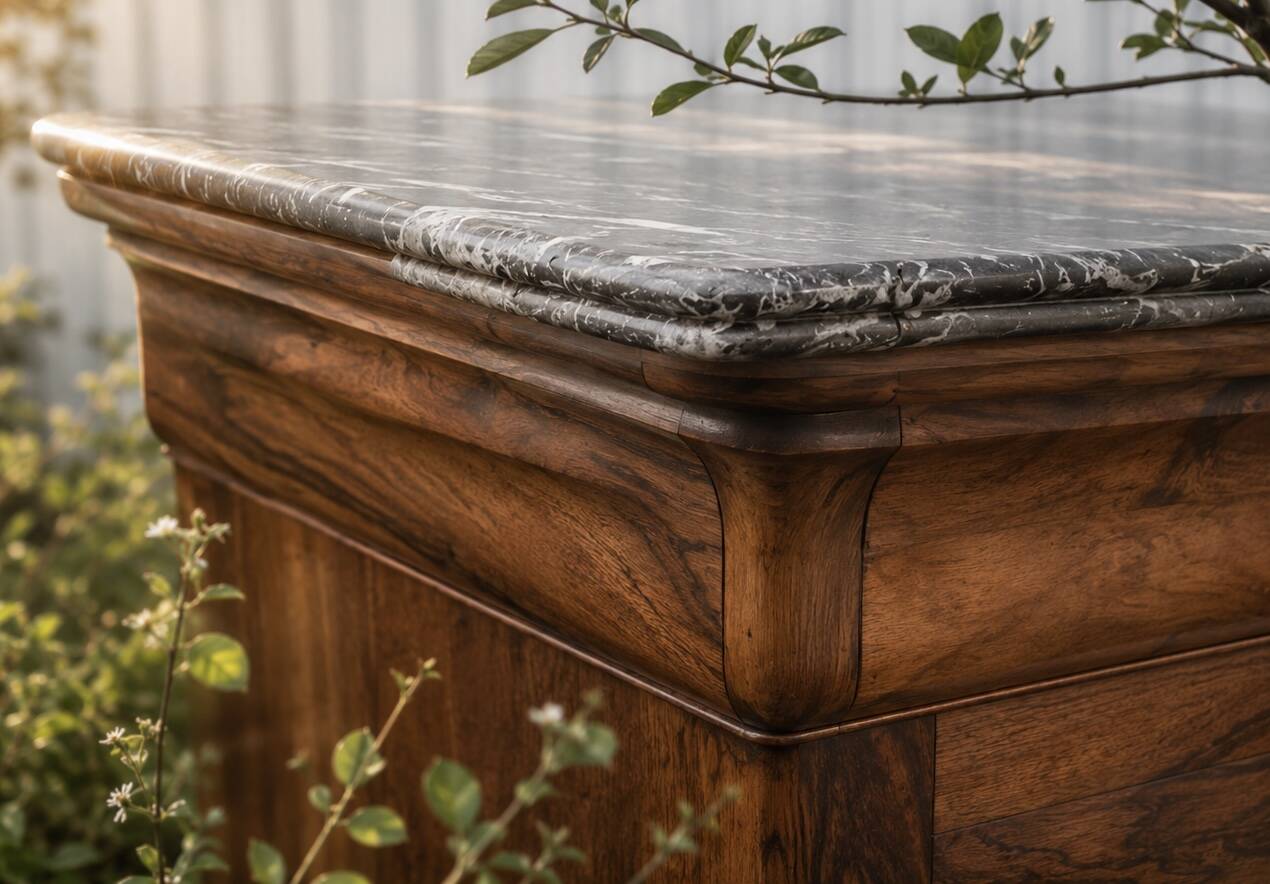 Commode d’époque Louis-Philippe en ronce de noyer, milieu du XIXe siècle