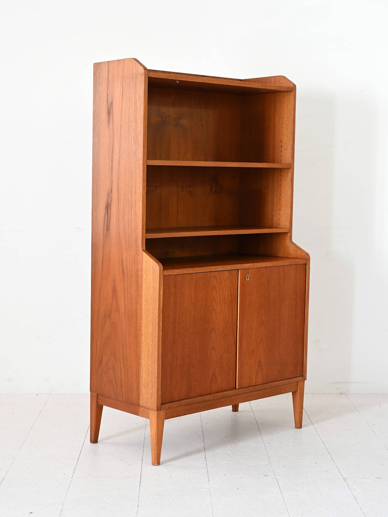 Scandinavian teak bookcase with hinged doors