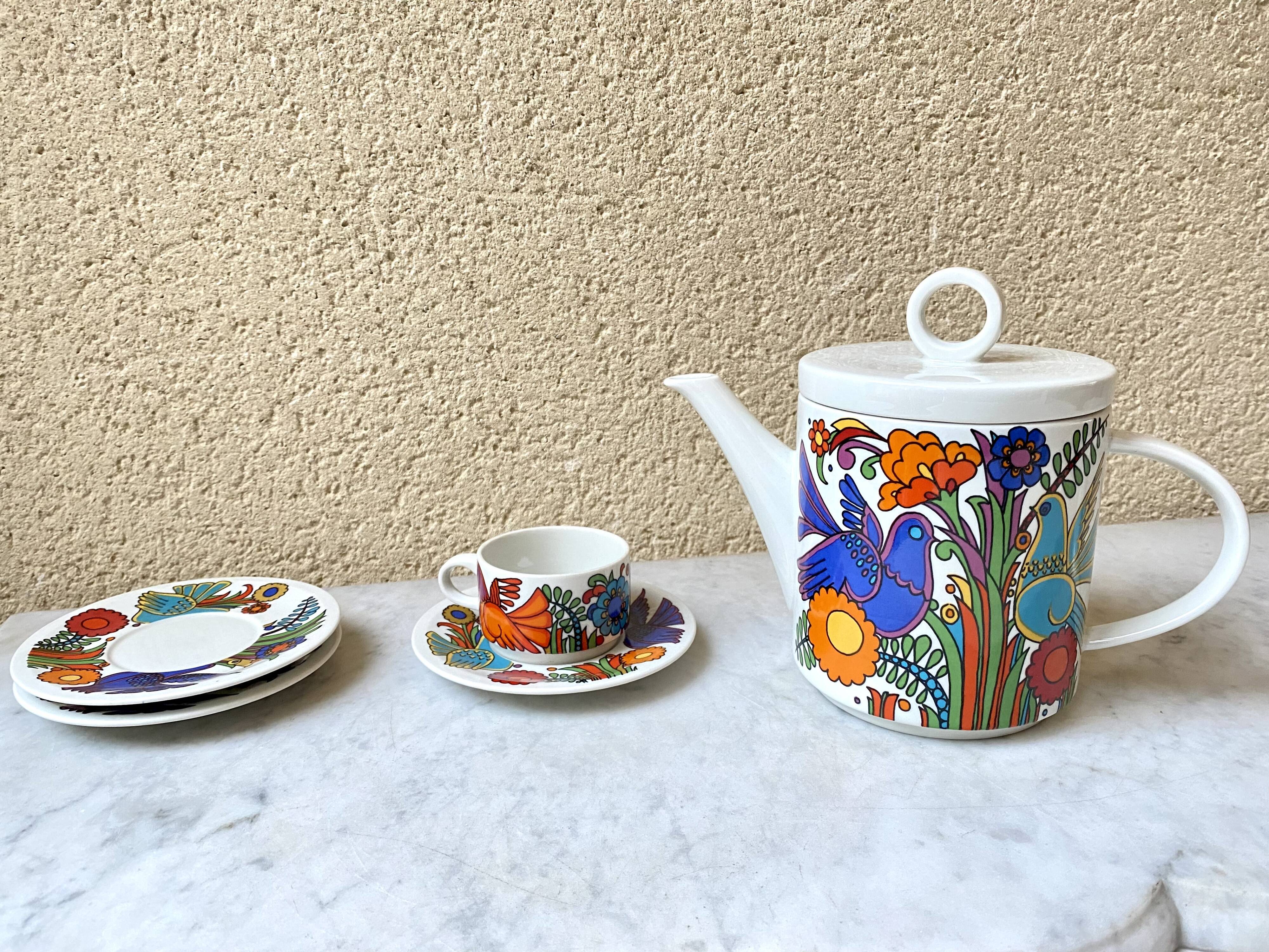 Coffee maker and ceramic coffee cup Villeroy and Boch Acapulco vintage 70s