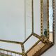 Vintage Spanish Venetian-style wall mirror, octagonal brass, 1980s Hollywood Regency