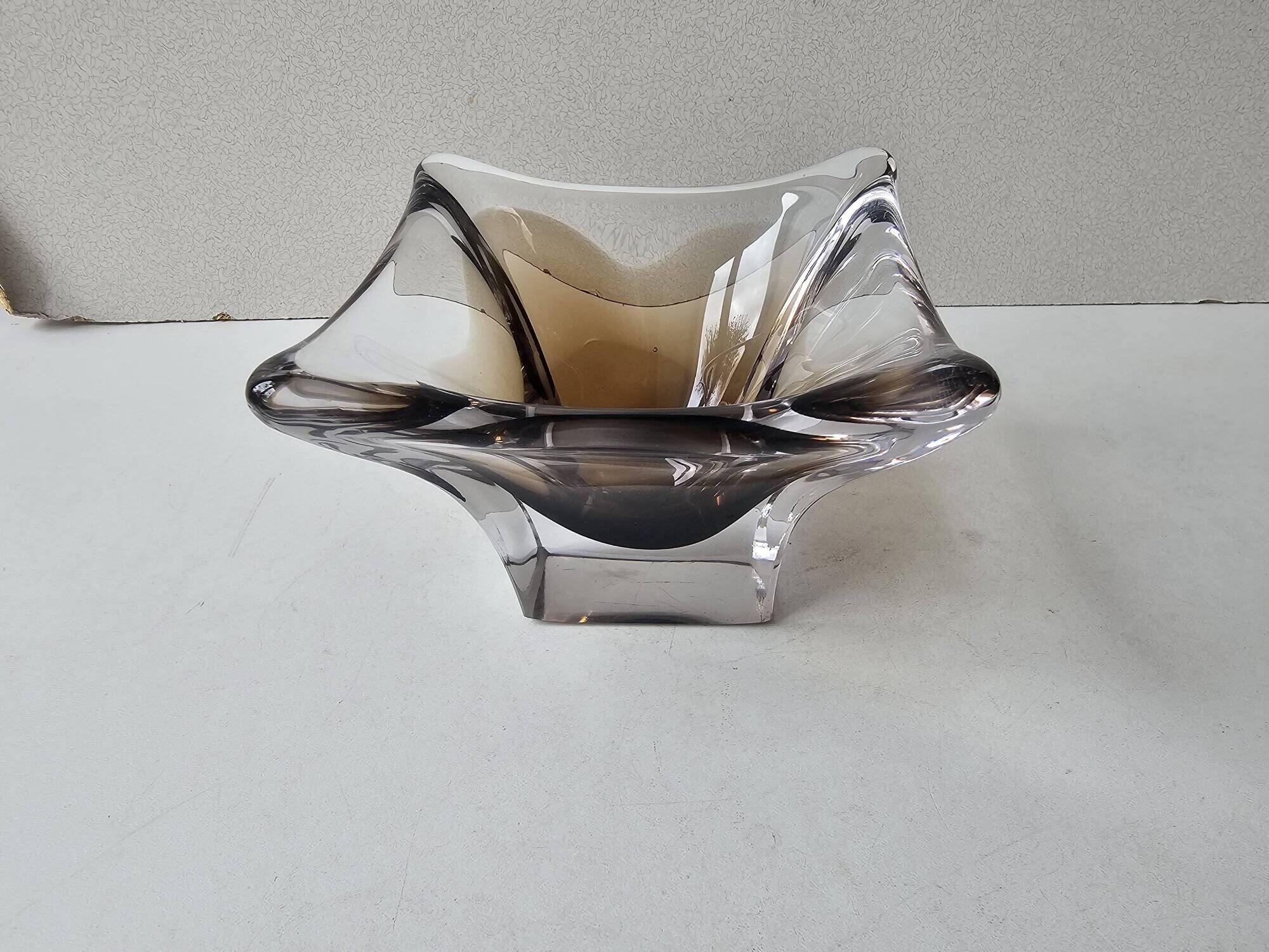 Murano Sommerso transparent brown glass catchall