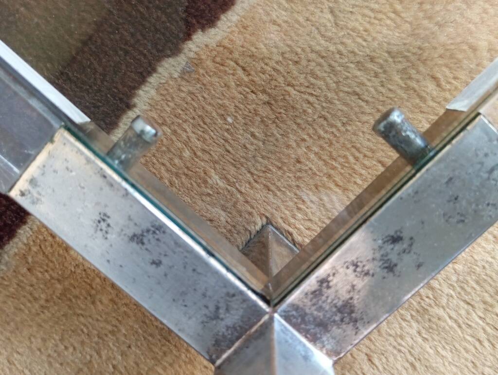 80s Lucite, Glass and Metal Coffee Table