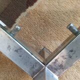 Table basse lucite, verre et métal années 80