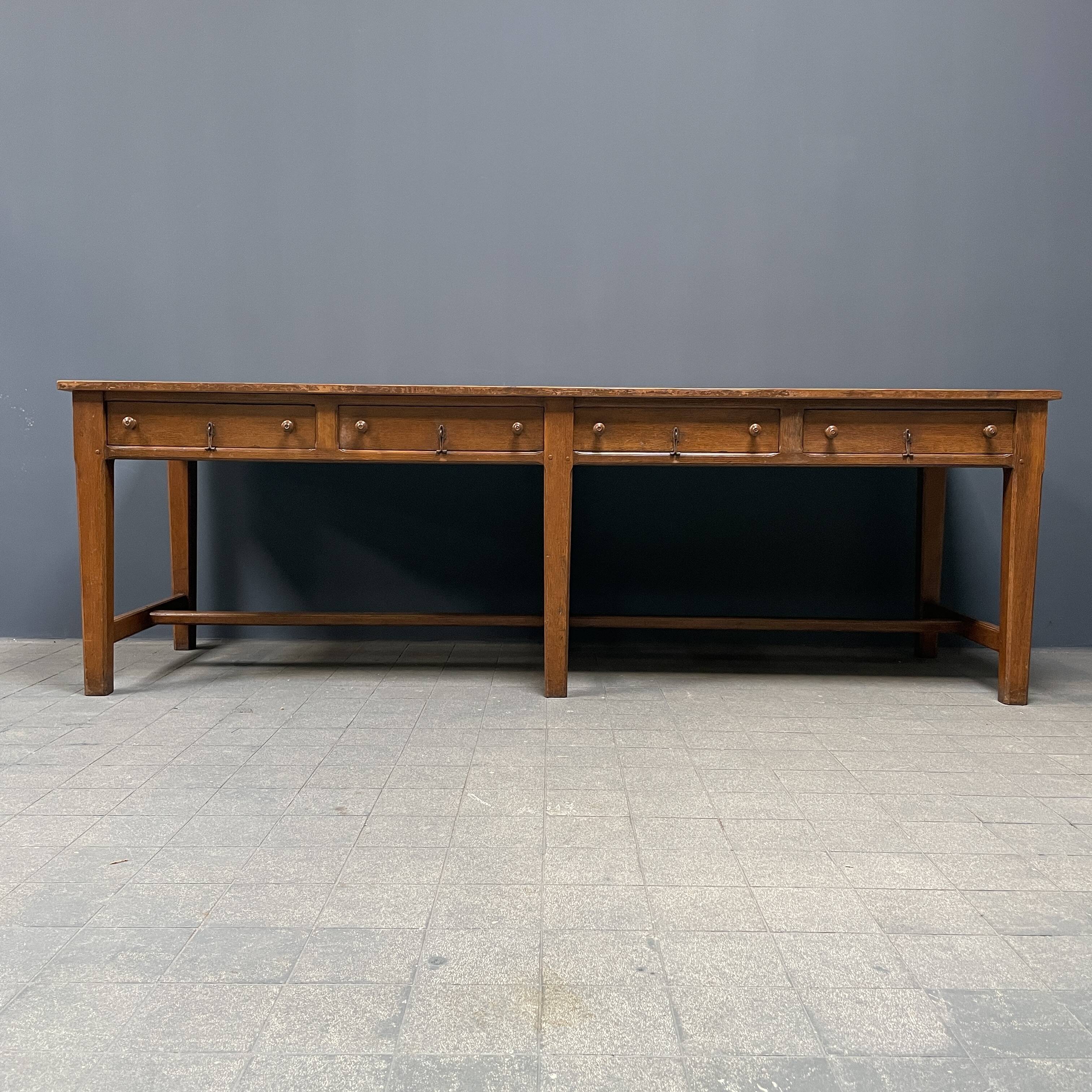 Large antique drapery fabric table