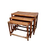 Boho Chic Style Bamboo and Wicker Nesting Tables