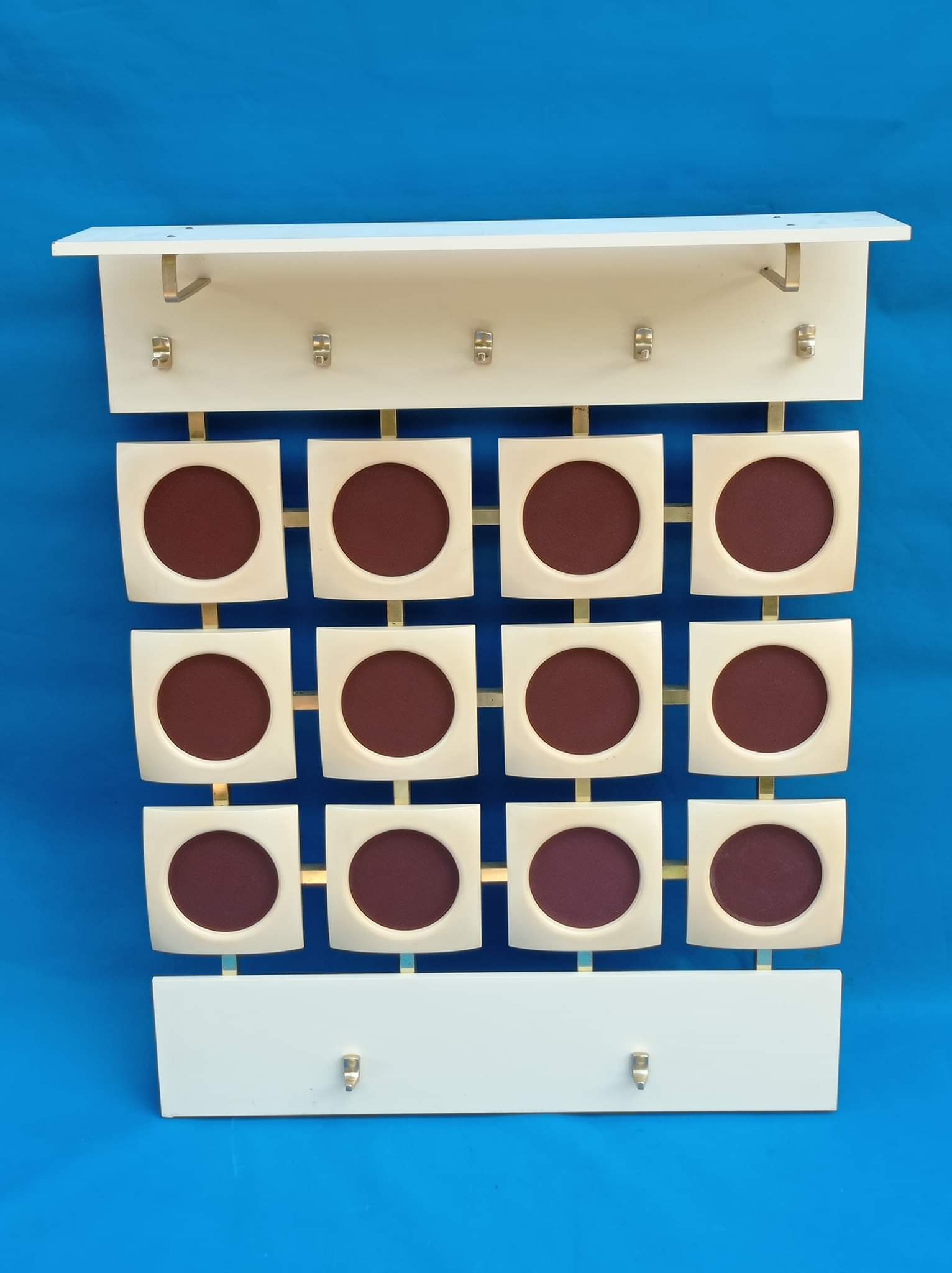 White wall coat rack from the 60s-70s