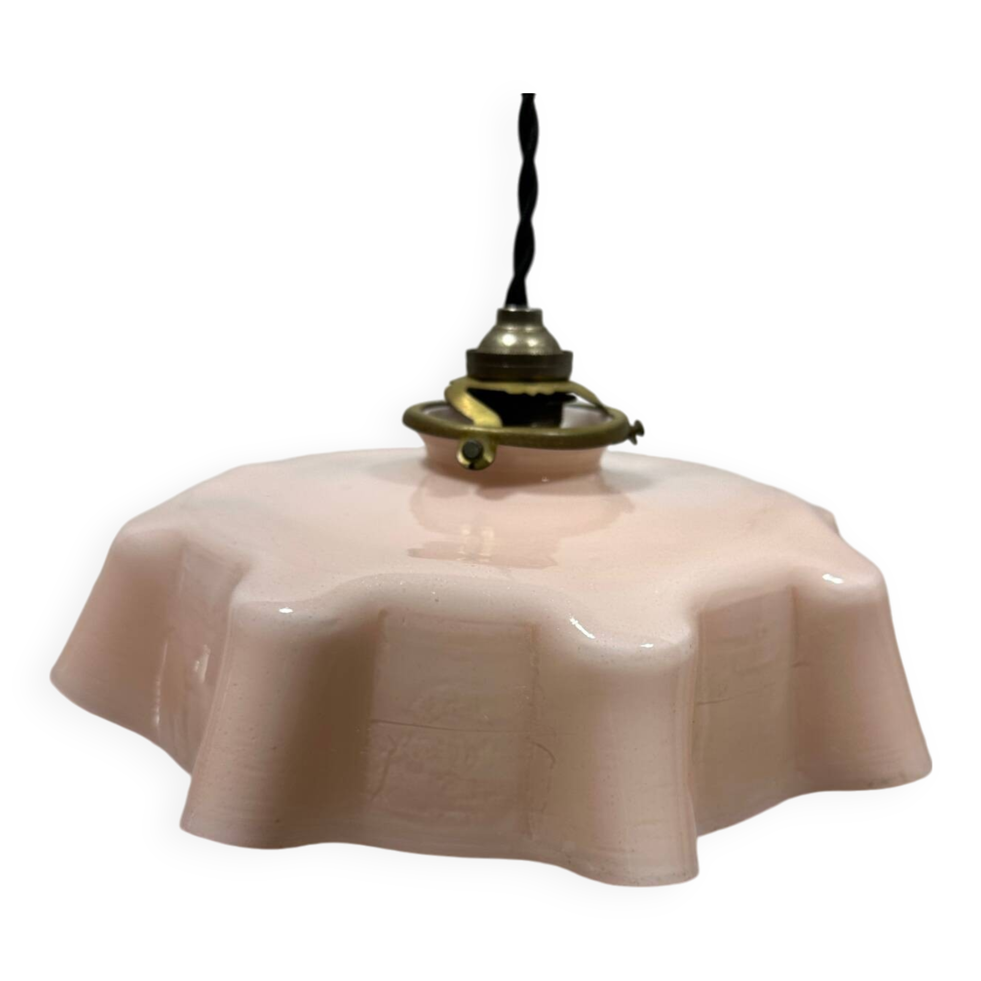 Pink opaline draped pendant light