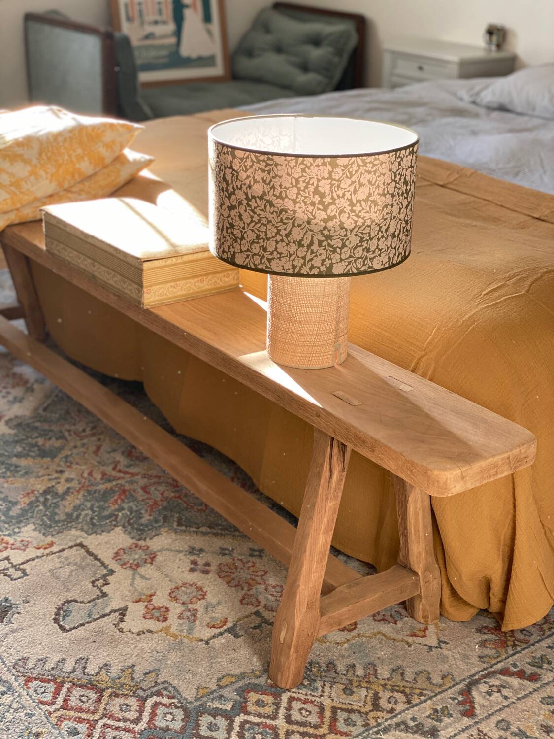 Solid oak farmhouse bench