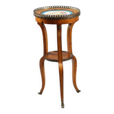 Table basse ancienne en noyer avec insert en céramique peinte, XXe siècle