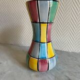 Schramberg Majolika Fabrik ceramic vase Mondrian style