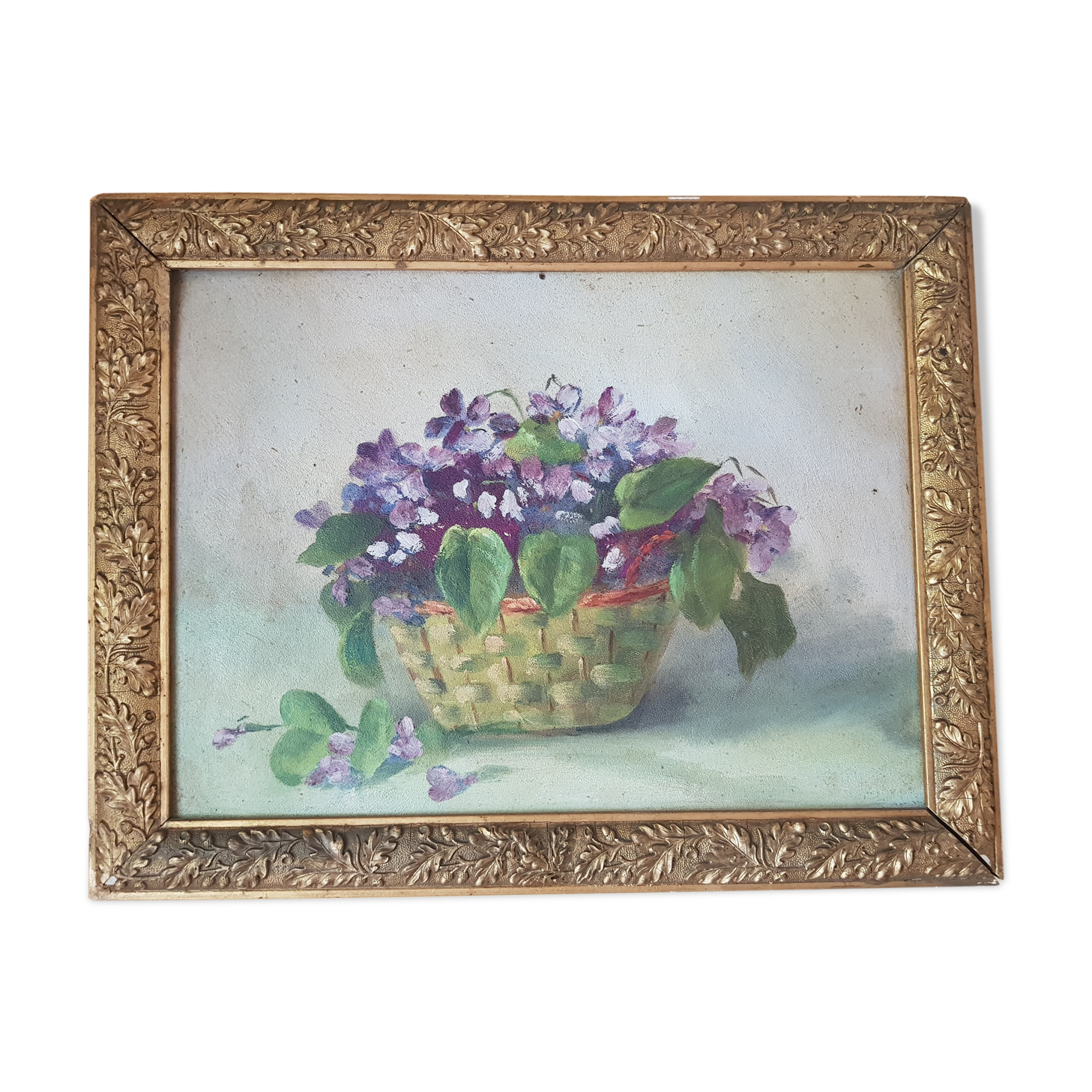 Oil on isorel bouquet of violets