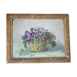 Oil on isorel bouquet of violets