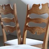 Set of 6 vintage Danish oak razorblade highback chairs by H. Kjærnulf, 1960s