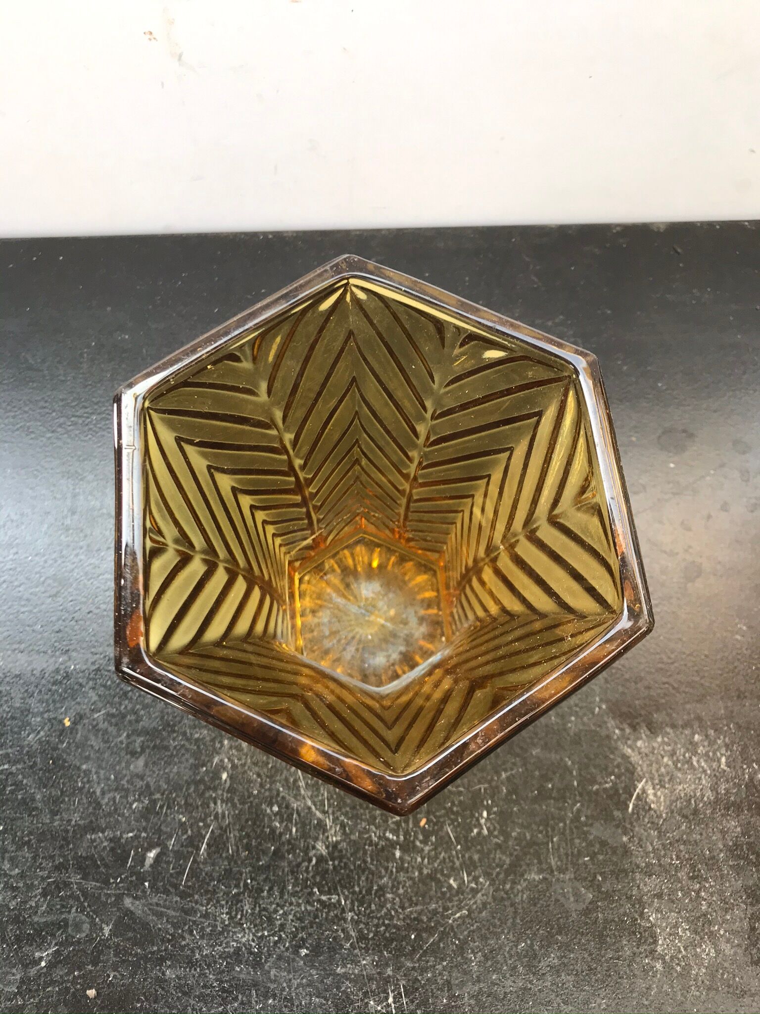 Vintage yellow glass art deco vase