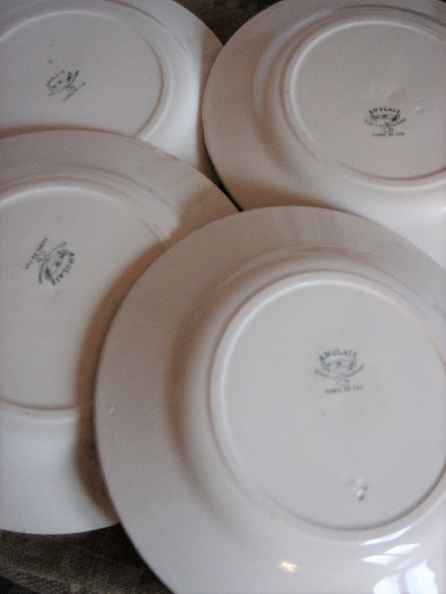 Set of 4 plates flat Creil and Montereau land of railway 1884-1920