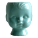 Cache-pot turquoise en forme de tête de poupée vintage