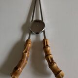 Pince à glaçons acier et bambou 1960 dlg Adnet
