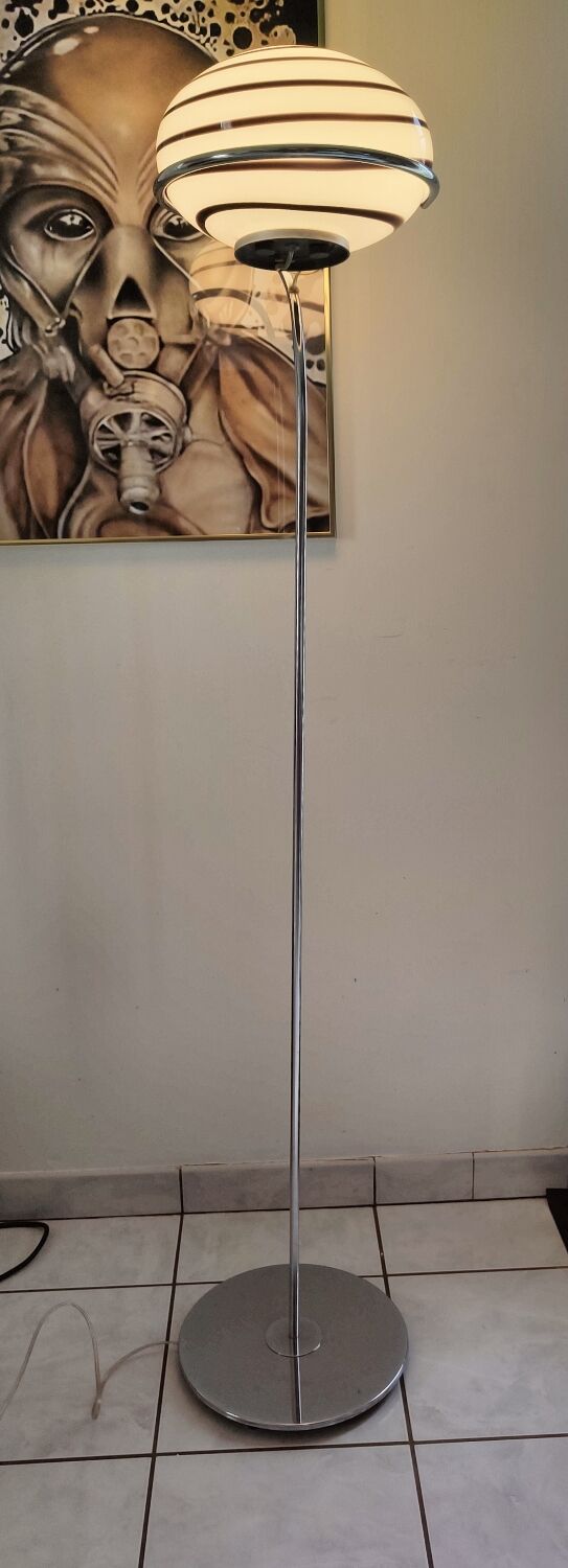 Floor lamp 1990 vintage Italy opaline zebra