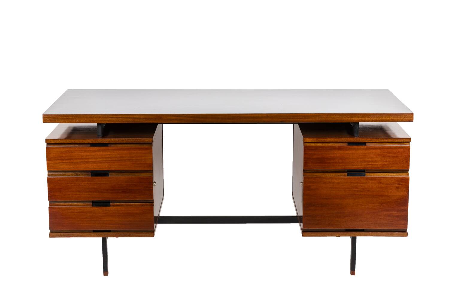 Pierre Guariche, Bureau en acajou et métal laqué, années 1960