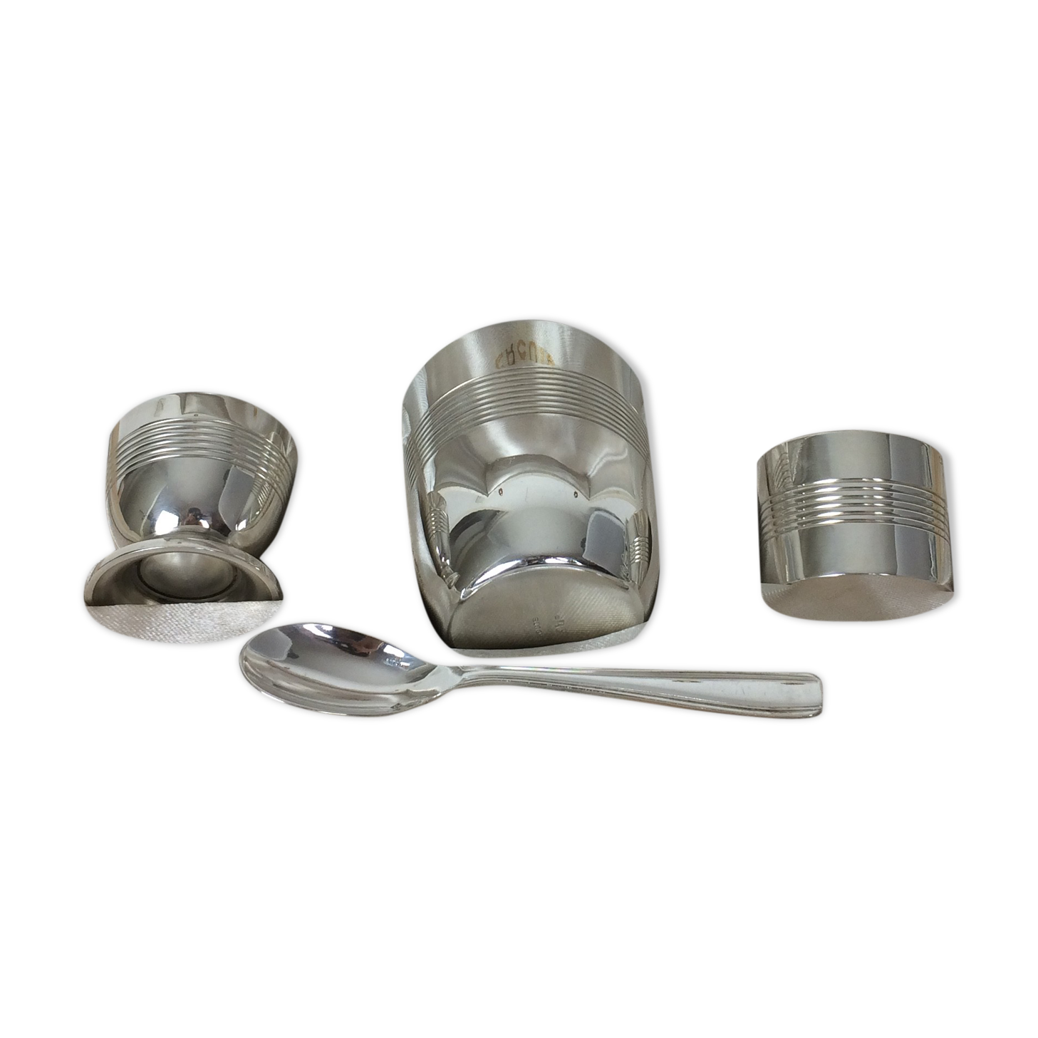 Silver metal Ercuis box, birth or baptism