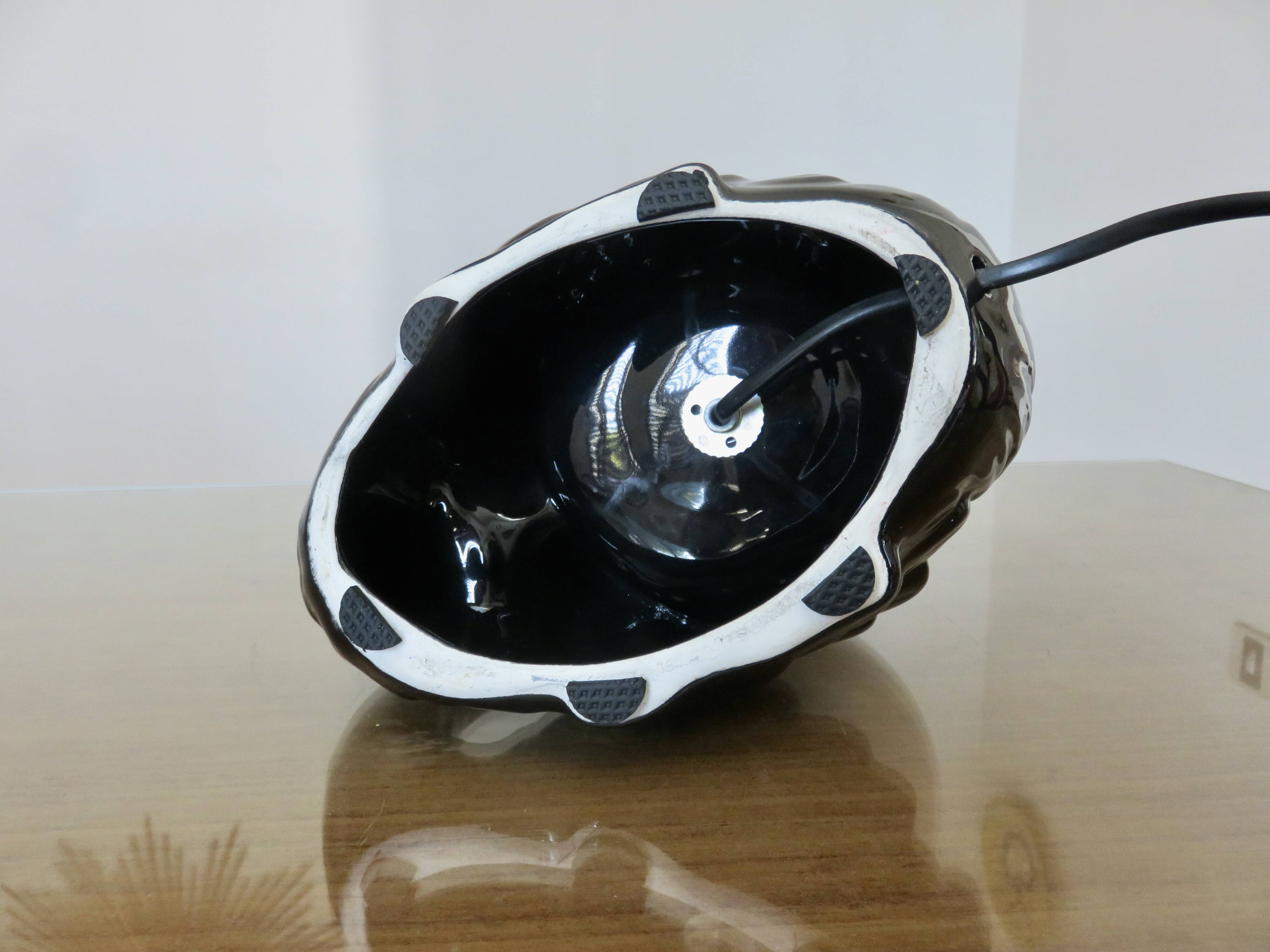 "Black swan" lamp in ceramic and opaline, 70s-80s