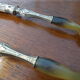 Service salad old handle silver stuffed punches Minerva