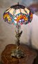 bronze lamp angel 1970 pull switch 63x30 stained glass shade