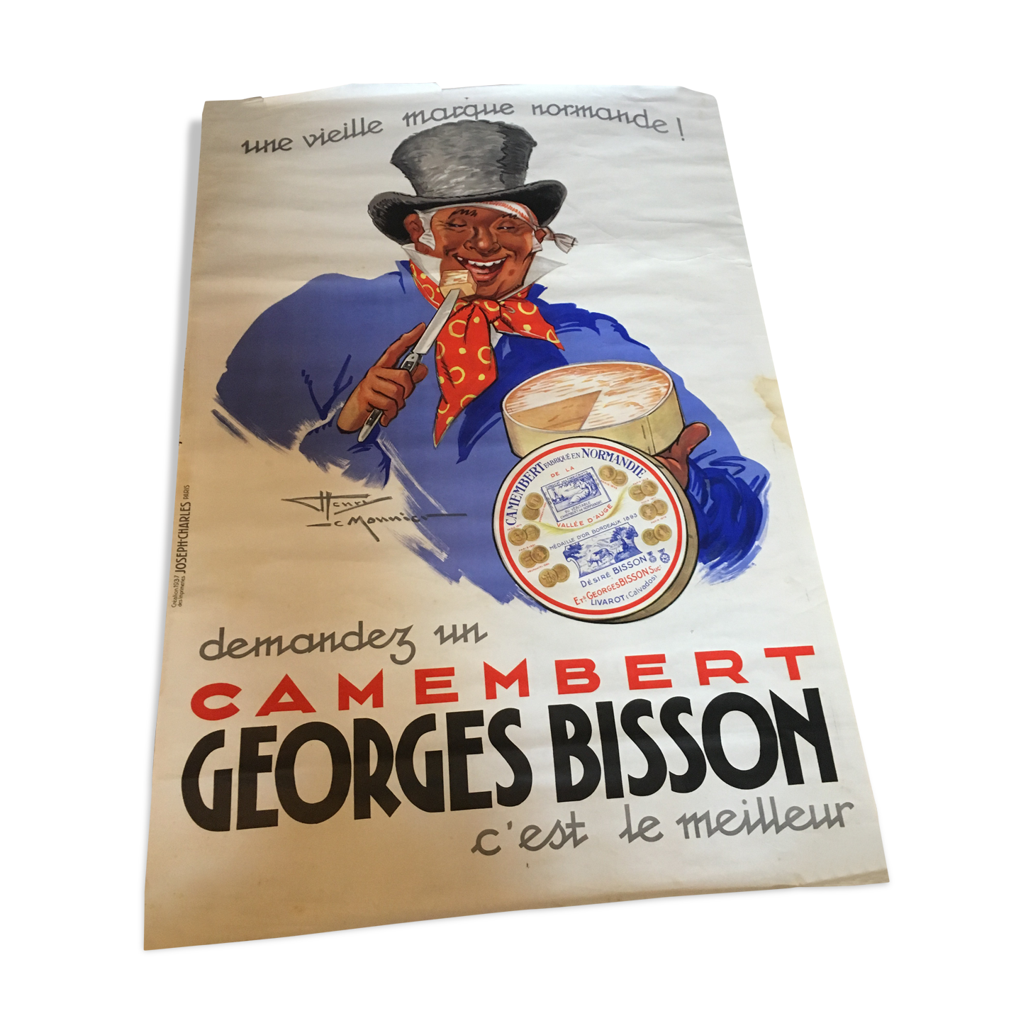 Old poster Camembert Georges Bisson 1937