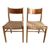 Pair of Scandinavian teak and rope chairs
