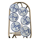 Set of six dessert plates HB Choisy le Roi Japanese model