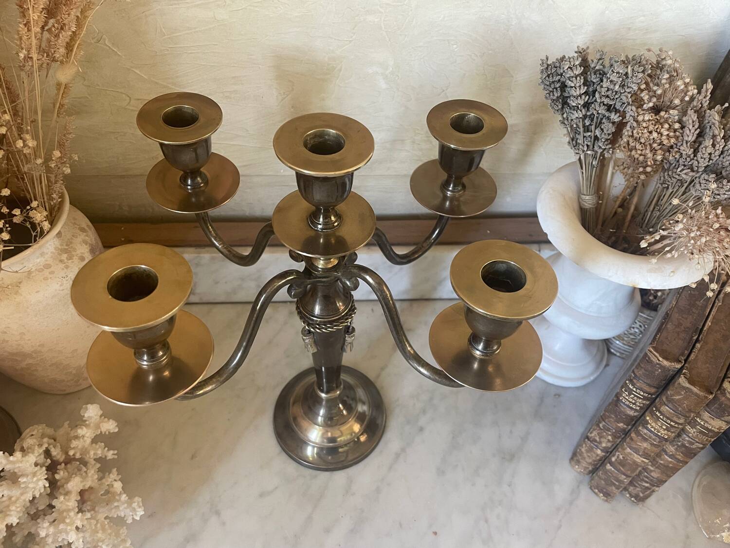 Two-tone solid brass chandelier