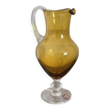 Vintage Bohemian Crystal Pitcher Jug Vcelnicka Orange Smoke