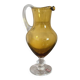 Vintage Bohemian Crystal Pitcher Jug Vcelnicka Orange Smoke