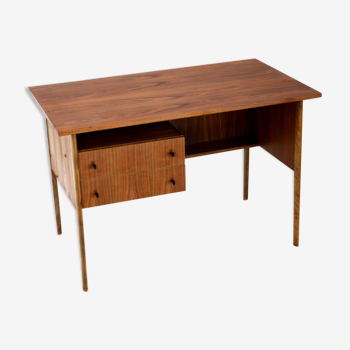 Vintage desk with beautiful wood drawing made in the 1960s