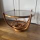 Vintage rattan coffee table with smoked glass top