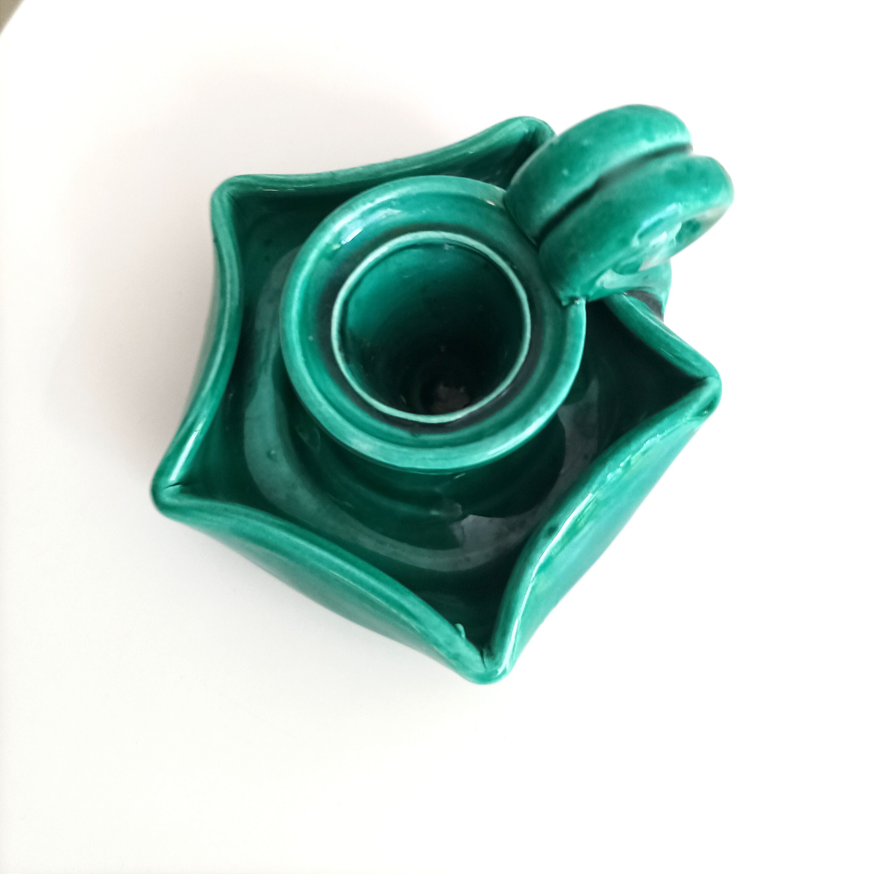 Vallauris style glazed hand candle holder