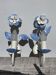 Pair of blue metal floral wall lights