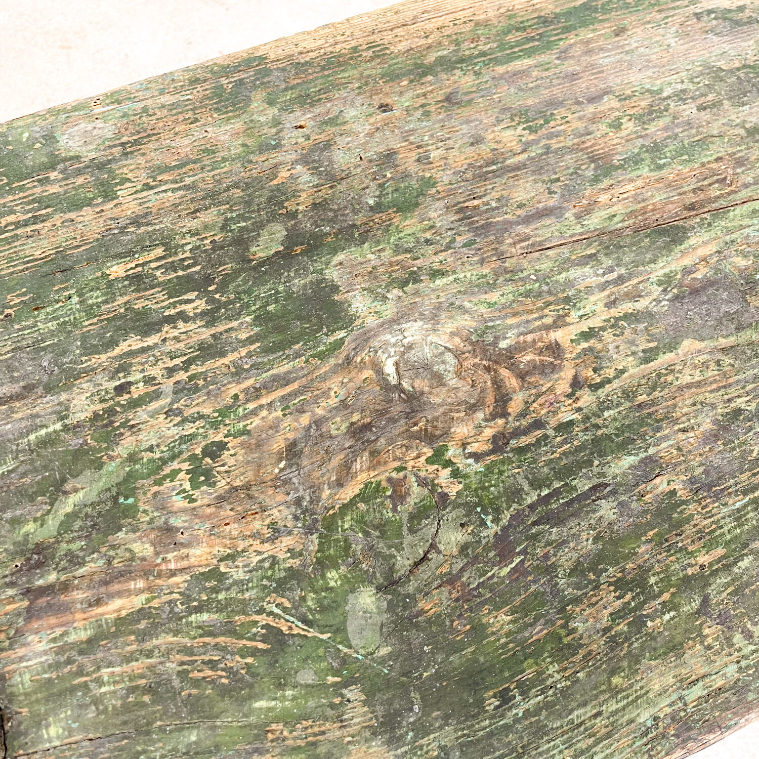 Green painted wooden farmhouse bench