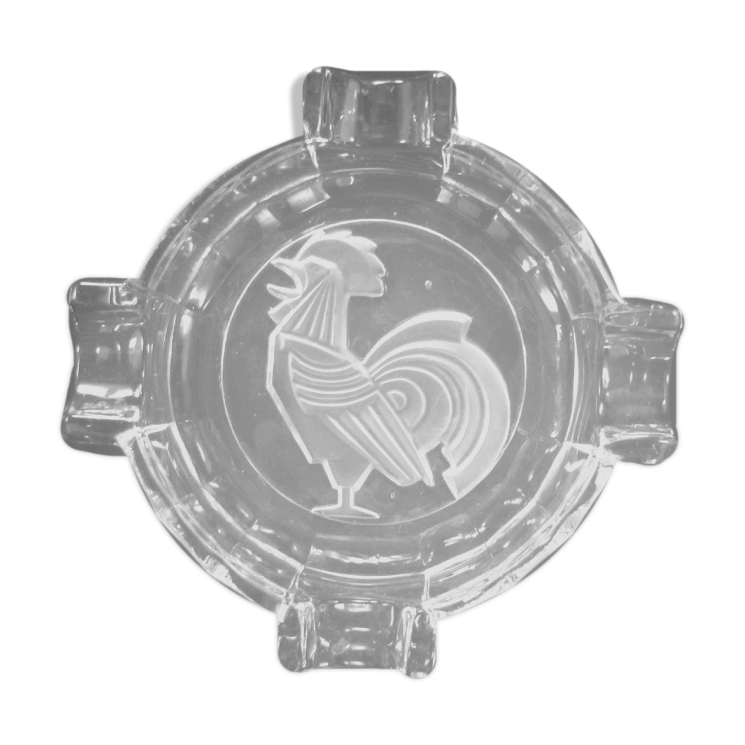 1930 art deco rooster glass ashtray
