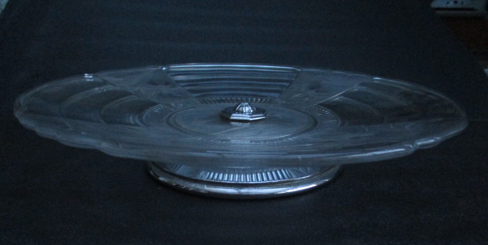 CUP on foot frosted pressed glass and transparent glass- Chrome foot