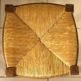 Wood and straw farm stool