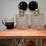 Pair of vintage glass globe wall lights