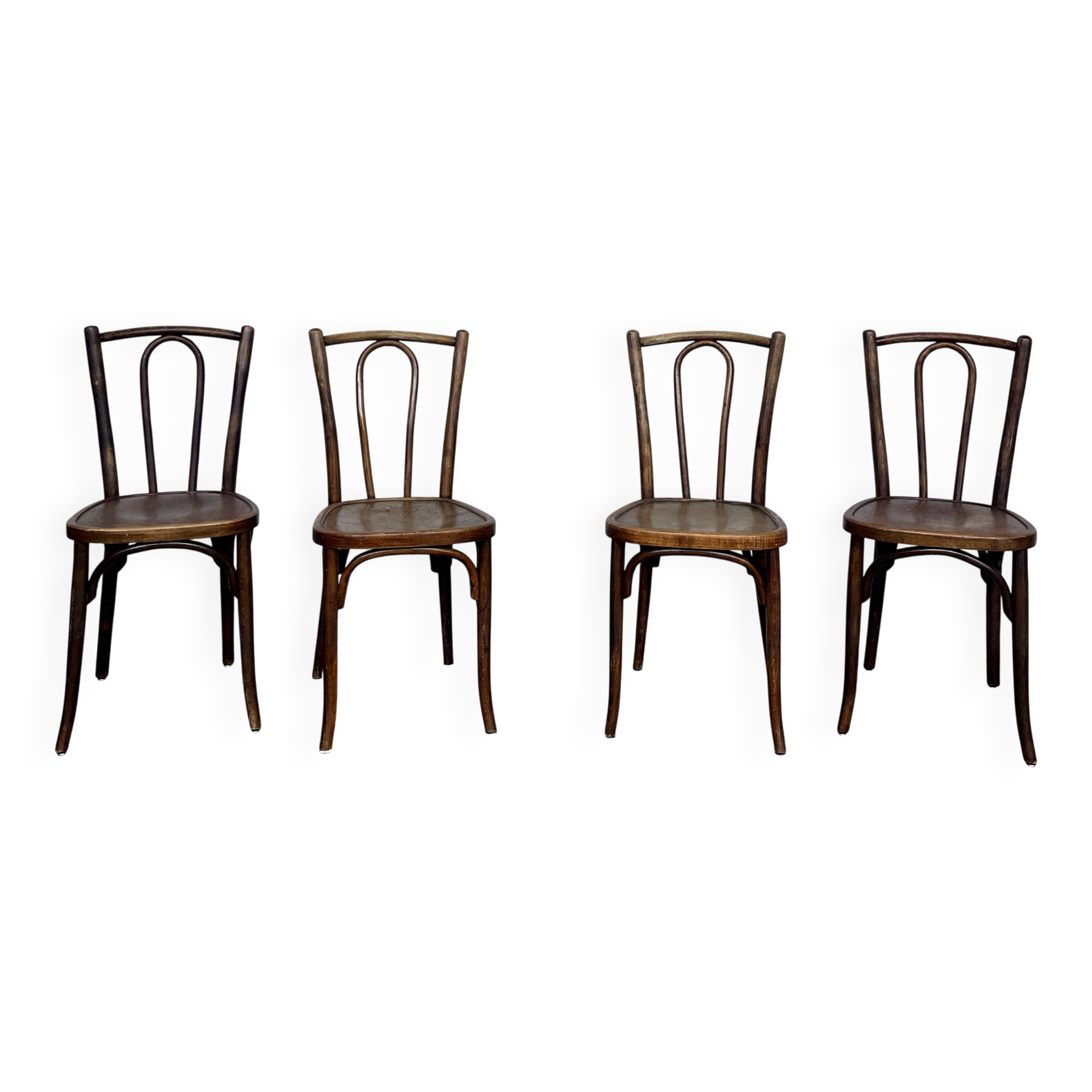 Set of 4 vintage wooden bistro chairs