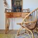 Rattan and bamboo dressing table with mirror – 1960s