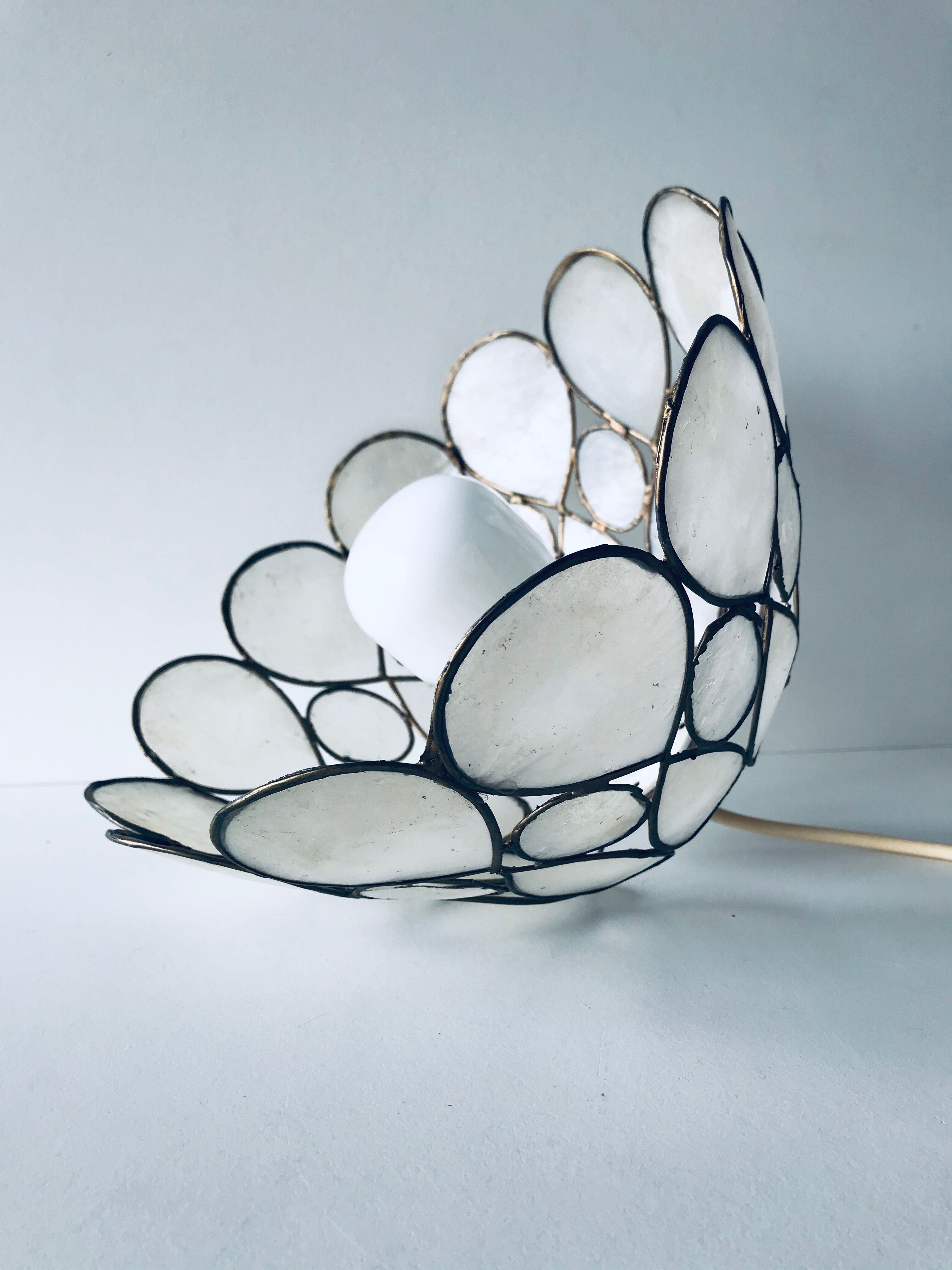 Mother-of-pearl and brass pendant light